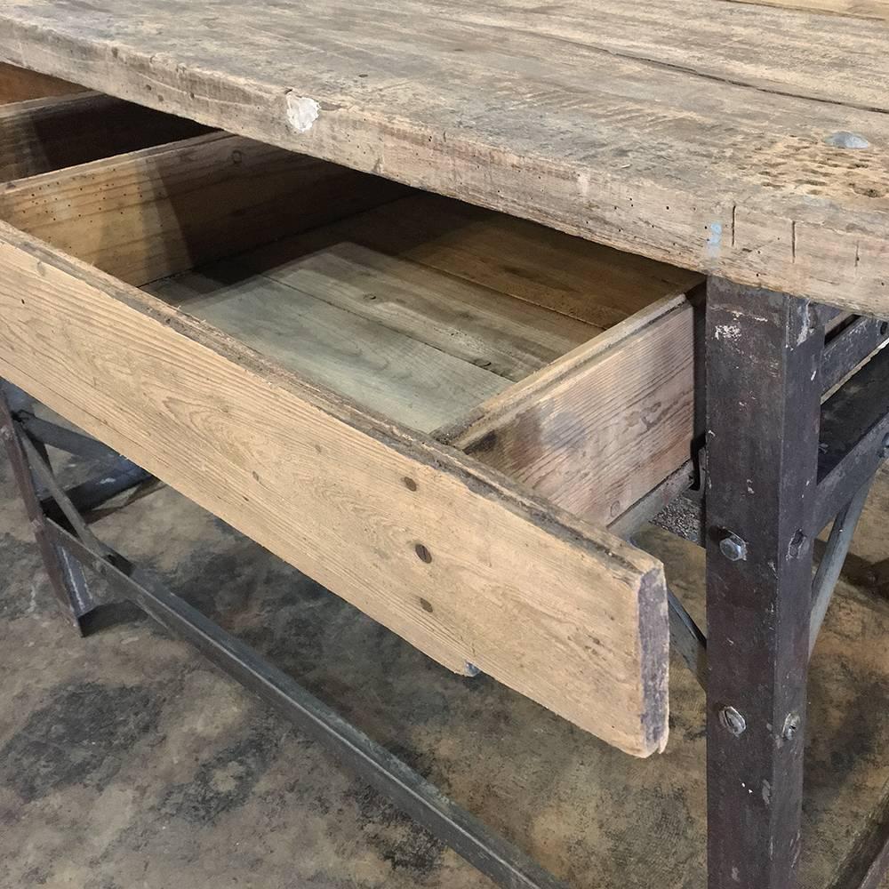 Hand-Crafted Antique Industrial Work Table