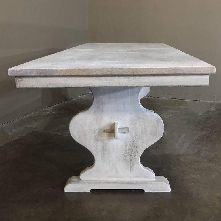 Antique Rustic Whitewashed Oak Painted French Trestle Table at 1stDibs