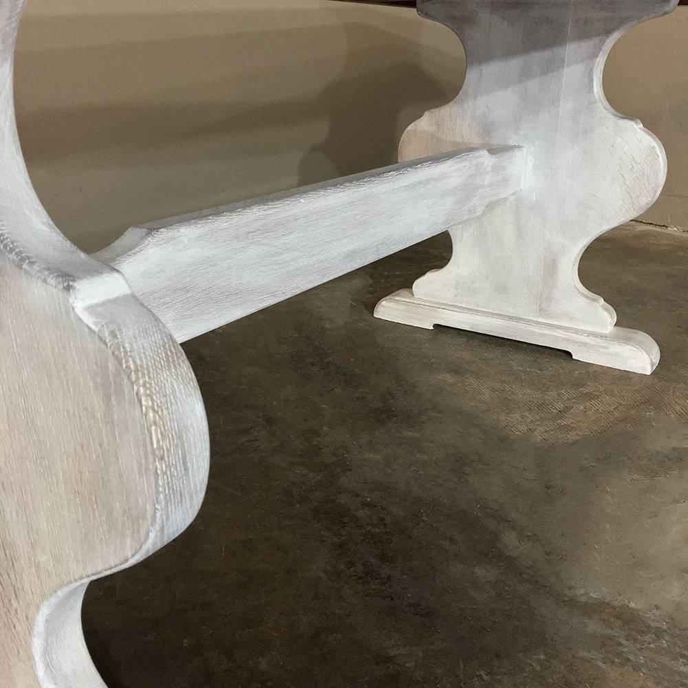 Antique Rustic Whitewashed Oak Painted French Trestle Table 2