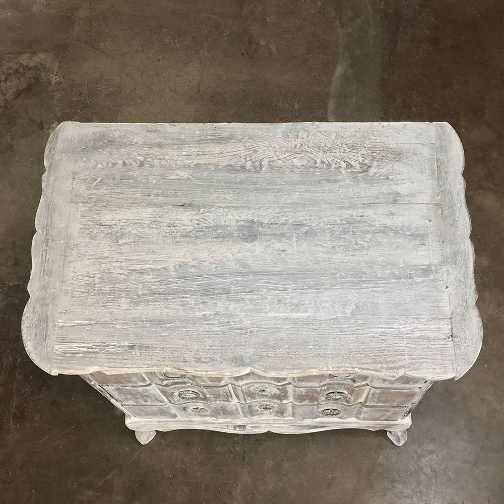 19th Century Country French Painted, Whitewashed Commode In Distressed Condition In Dallas, TX