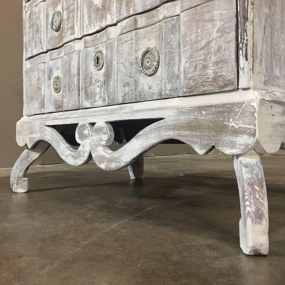19th Century Country French Painted, Whitewashed Commode 1