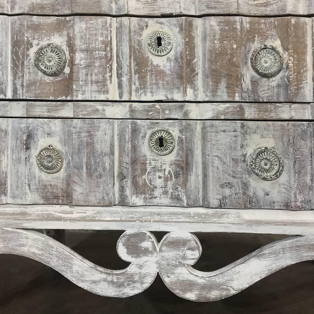 19th Century Country French Painted, Whitewashed Commode 2