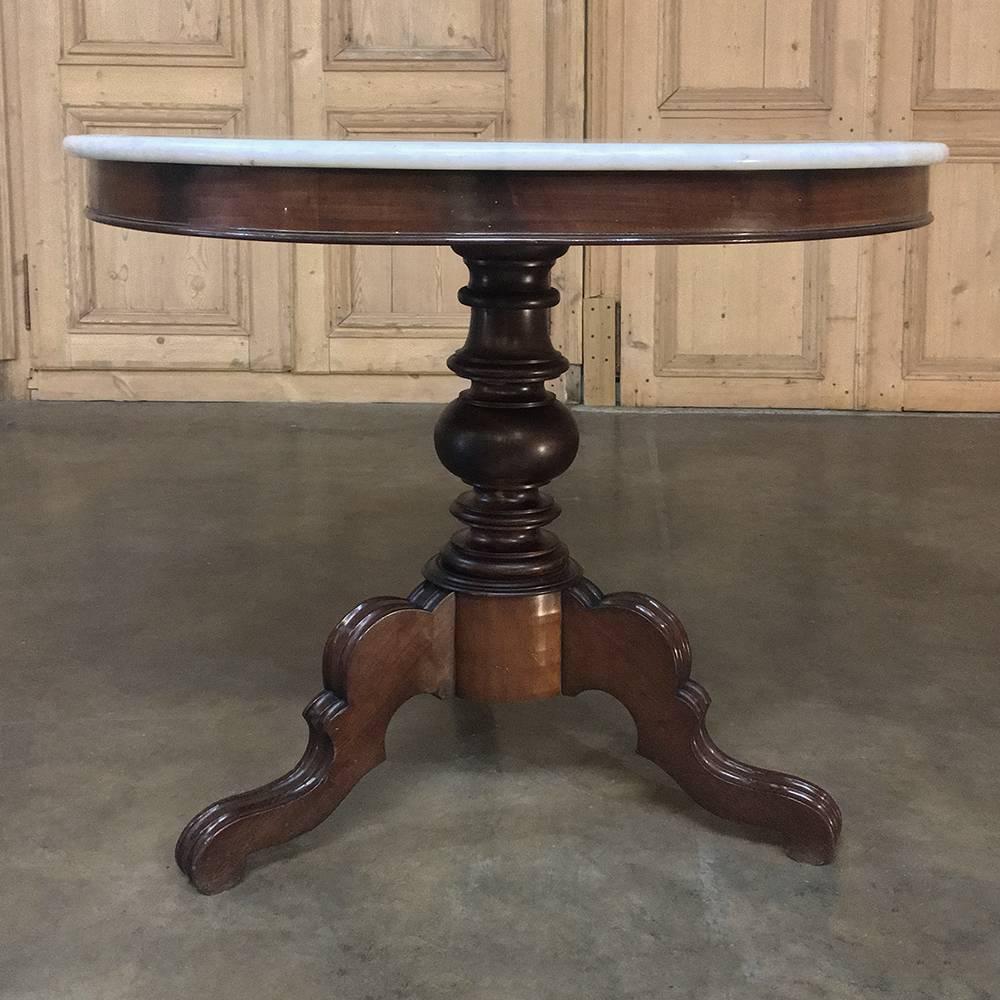Hand-Crafted 19th Century French Louis Philippe Marble-Top Centre Table