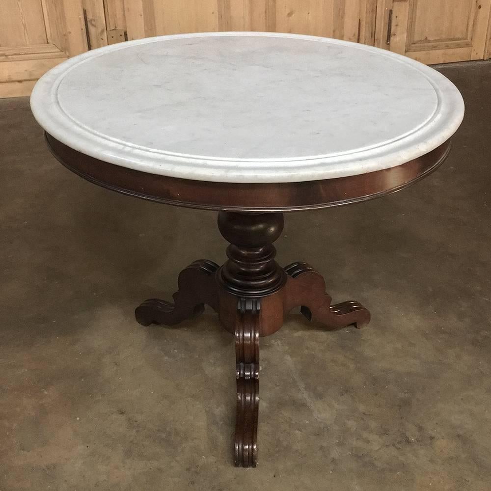 19th Century French Louis Philippe Marble-Top Centre Table In Excellent Condition In Dallas, TX