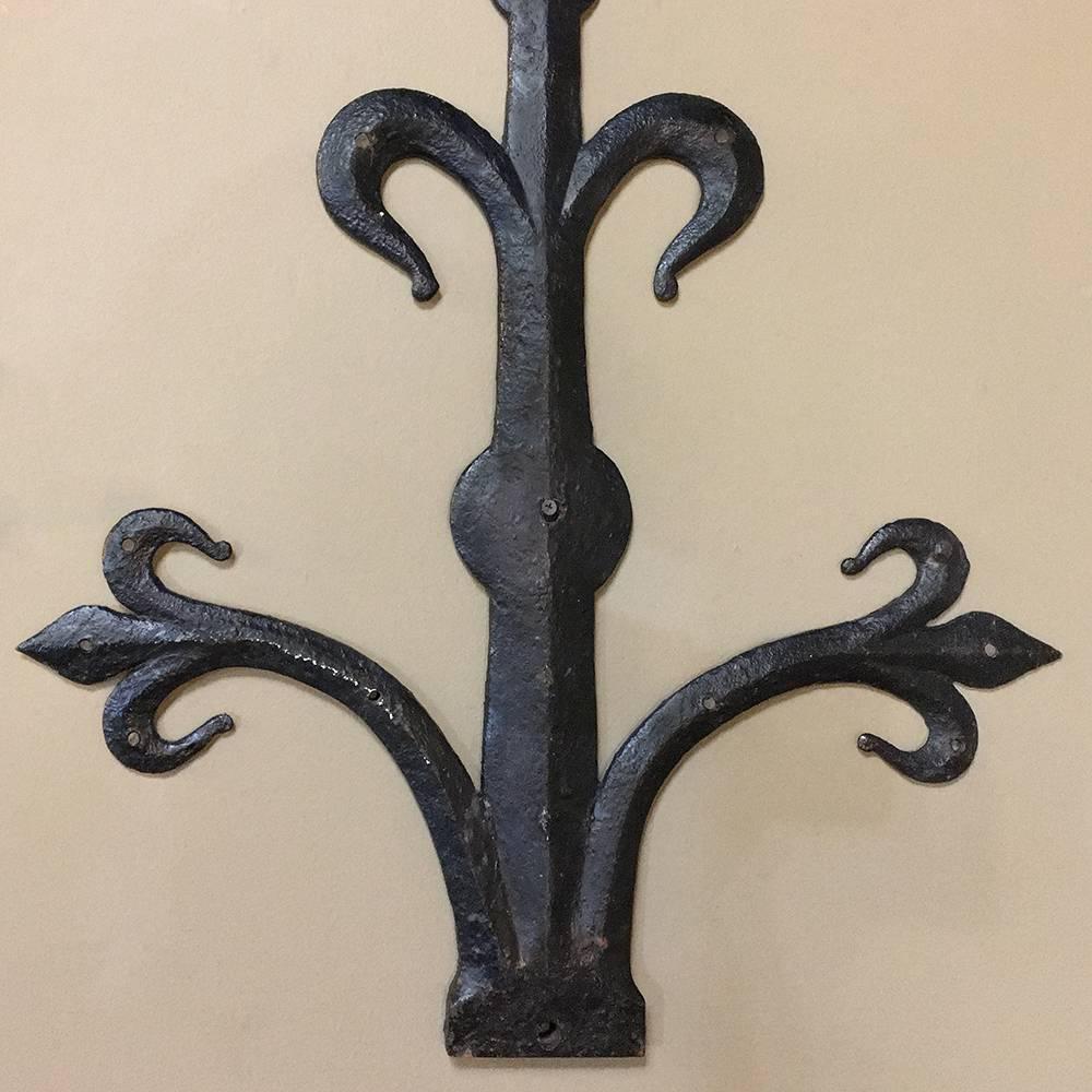 Gothic Pair of 18th Century Wrought Iron Fleur De Lys Architectural Wall Decorations