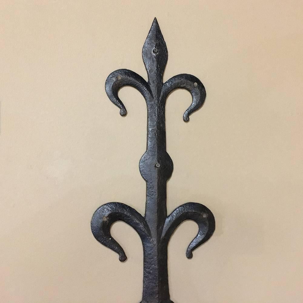 French Pair of 18th Century Wrought Iron Fleur De Lys Architectural Wall Decorations