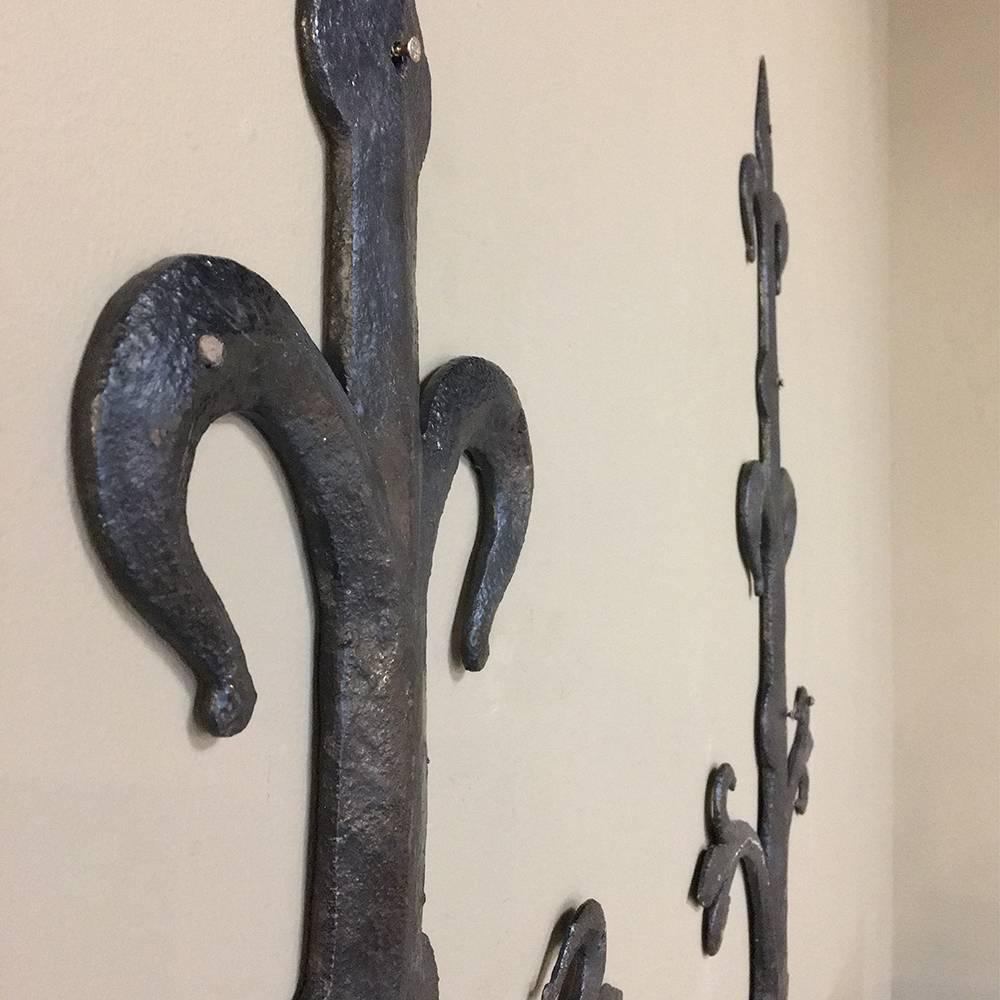 Mid-18th Century Pair of 18th Century Wrought Iron Fleur De Lys Architectural Wall Decorations