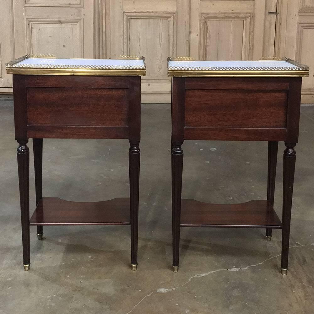 Pair of French Maison Jansen Louis XVI Style Marble-Top Nightstands/End Tables 5