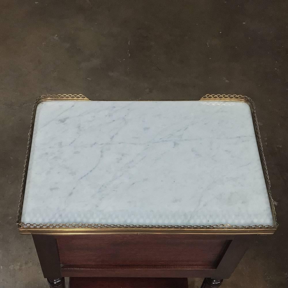 Pair of French Maison Jansen Louis XVI Style Marble-Top Nightstands/End Tables 1