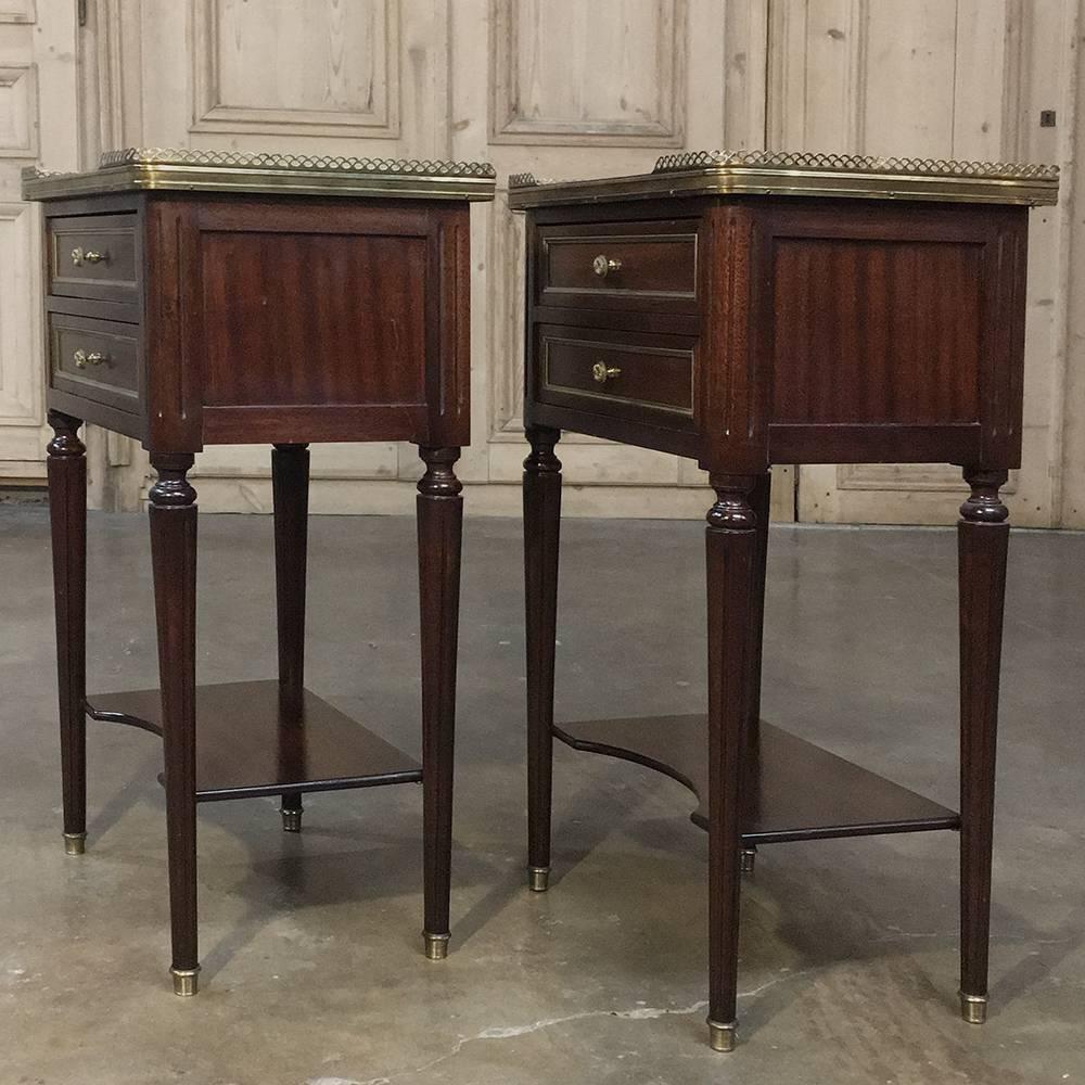 Pair of French Maison Jansen Louis XVI Style Marble-Top Nightstands/End Tables 4