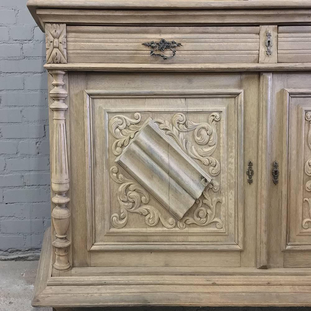 19th Century French Renaissance Stripped Hand Carved Oak Bookcase 3