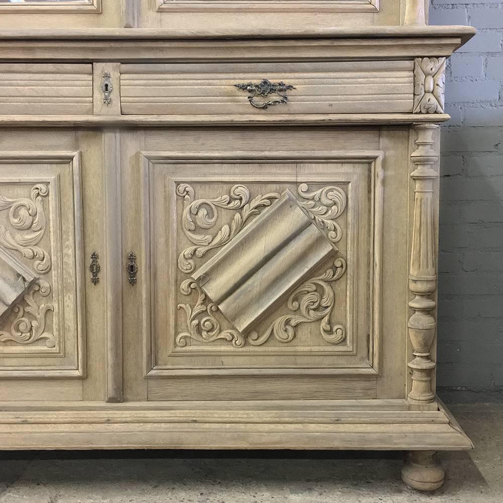 19th Century French Renaissance Stripped Hand Carved Oak Bookcase 6