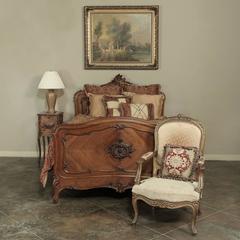19th Century French Walnut Louis XV Queen Bed