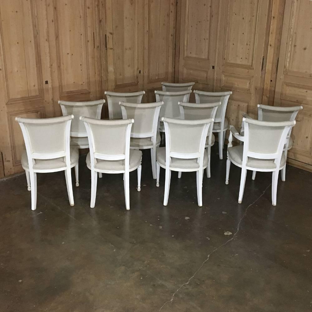 Set of 12 Antique Painted French Directoire Chairs 1