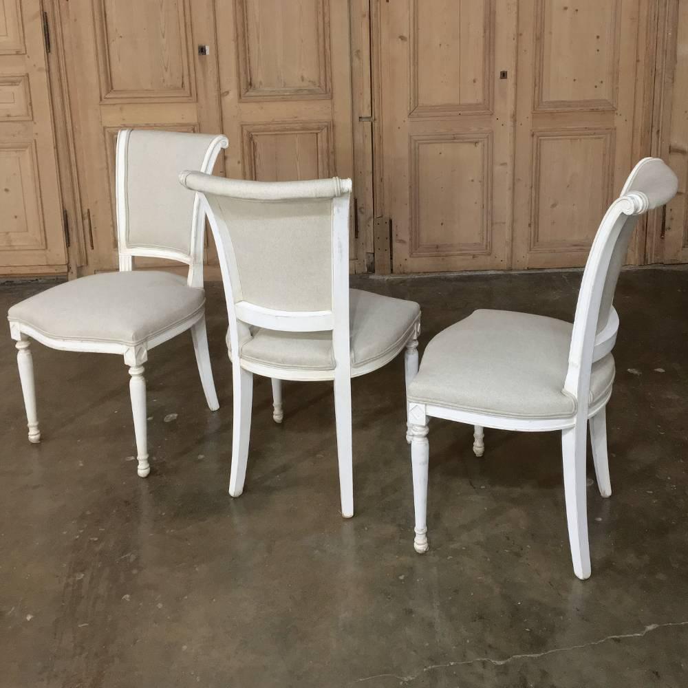 Hardwood Set of 12 Antique Painted French Directoire Chairs