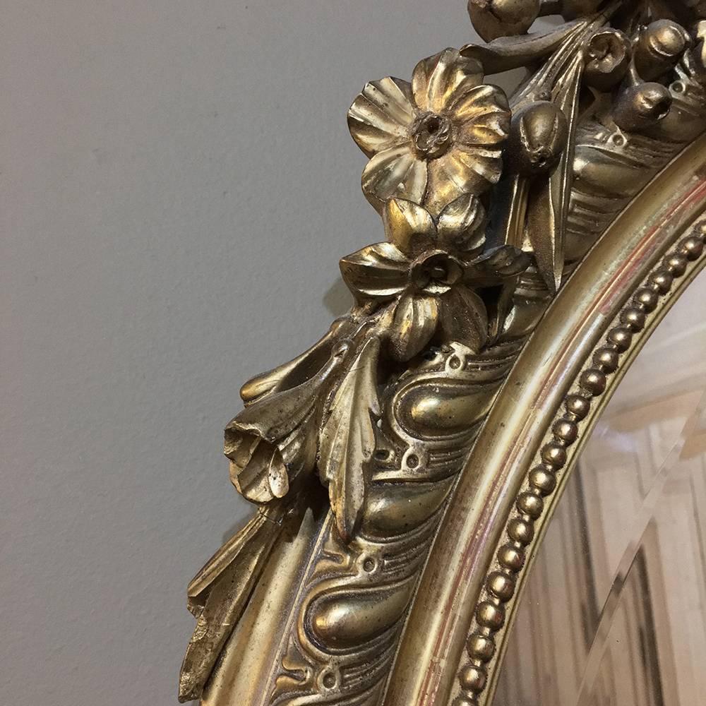 Late 19th Century 19th Century French Louis XVI Oval Gilded Mirror