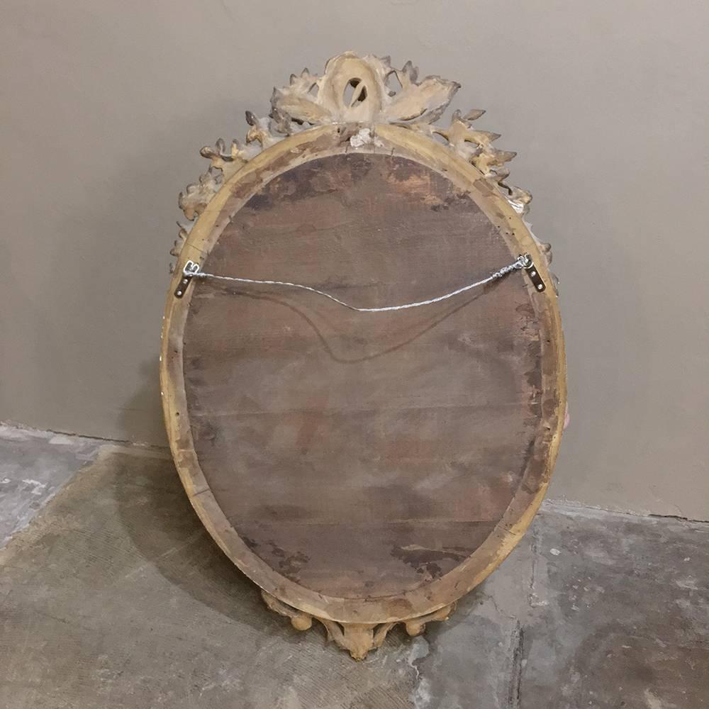 19th Century French Louis XVI Oval Gilded Mirror 4