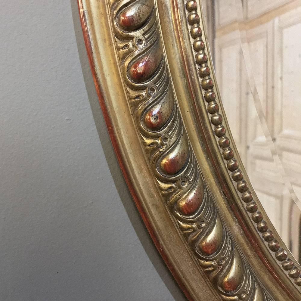 19th Century French Louis XVI Oval Gilded Mirror 1