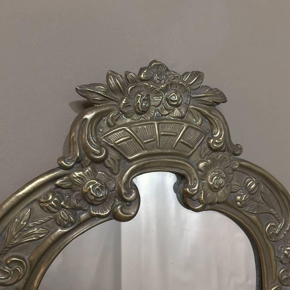 Late 19th Century 19th Century Embossed Brass Mirror