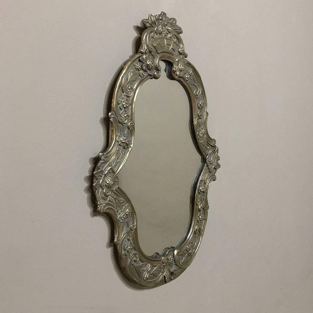19th Century Embossed Brass Mirror 1