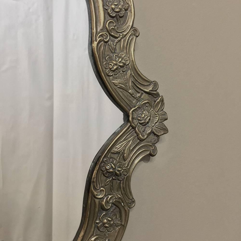 19th Century Embossed Brass Mirror 2