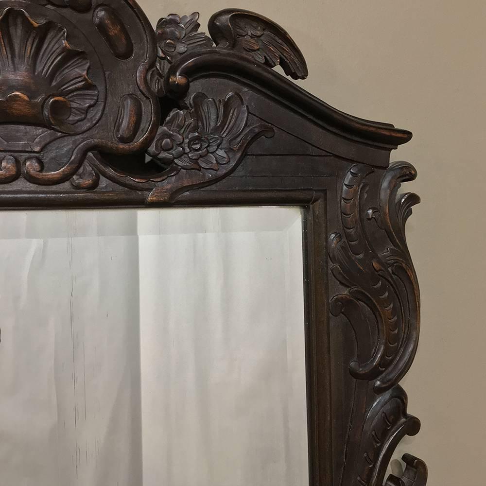 Hand-Carved 19th Century French Regence Style Carved Wood Mirror