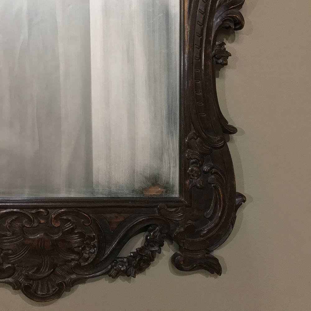 19th Century French Regence Style Carved Wood Mirror In Excellent Condition In Dallas, TX
