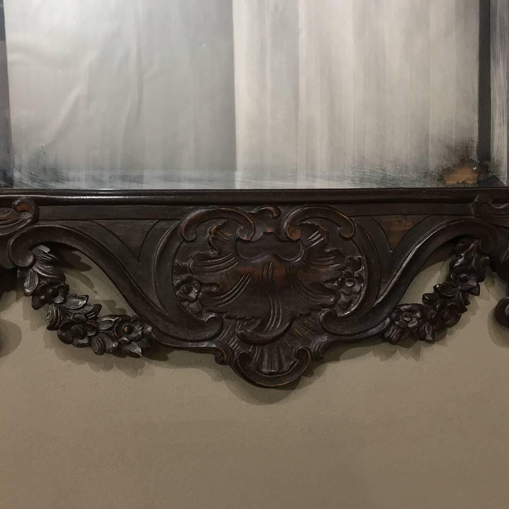Oak 19th Century French Regence Style Carved Wood Mirror