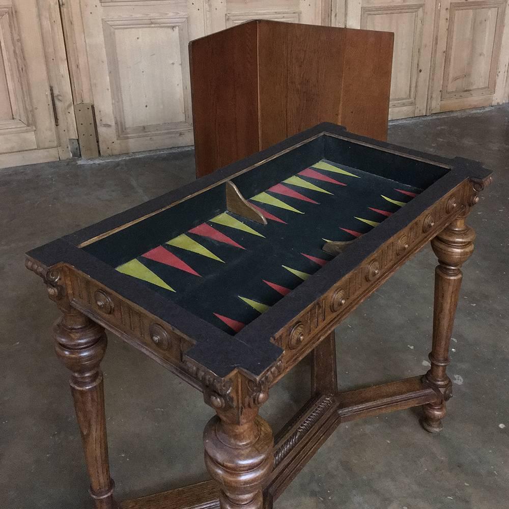 Renaissance Revival 19th Century French Henri II Oak Game Table