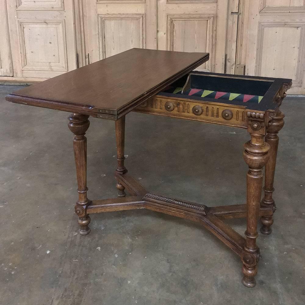 19th Century French Henri II Oak Game Table 2