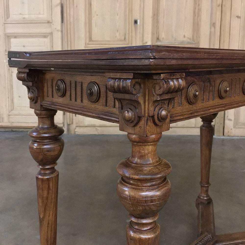 19th Century French Henri II Oak Game Table 1