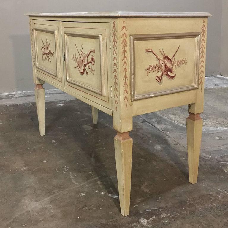 Antique Italian Neoclassical Hand-Painted Buffet/Cabinet In Good Condition For Sale In Dallas, TX