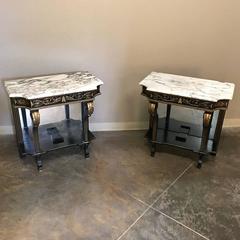 Pair of 19th Century French Napoleon III Marble-Top Consoles