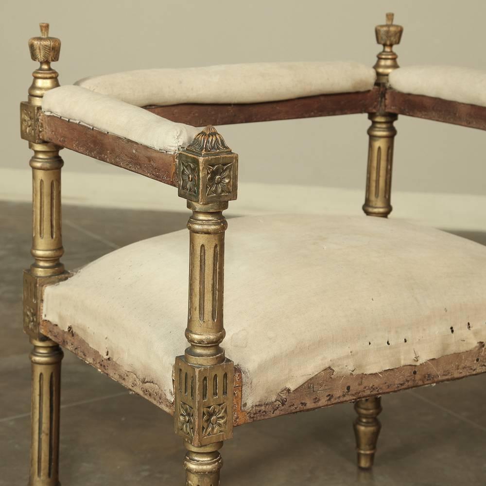 Late 19th Century 19th Century French Louis XVI Gilded Arm Bench - Stool