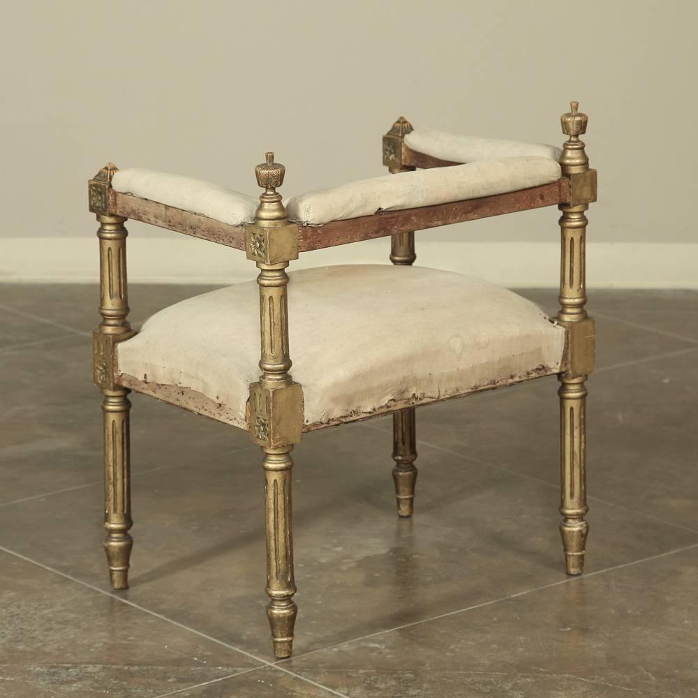 19th Century French Louis XVI Gilded Arm Bench - Stool 4