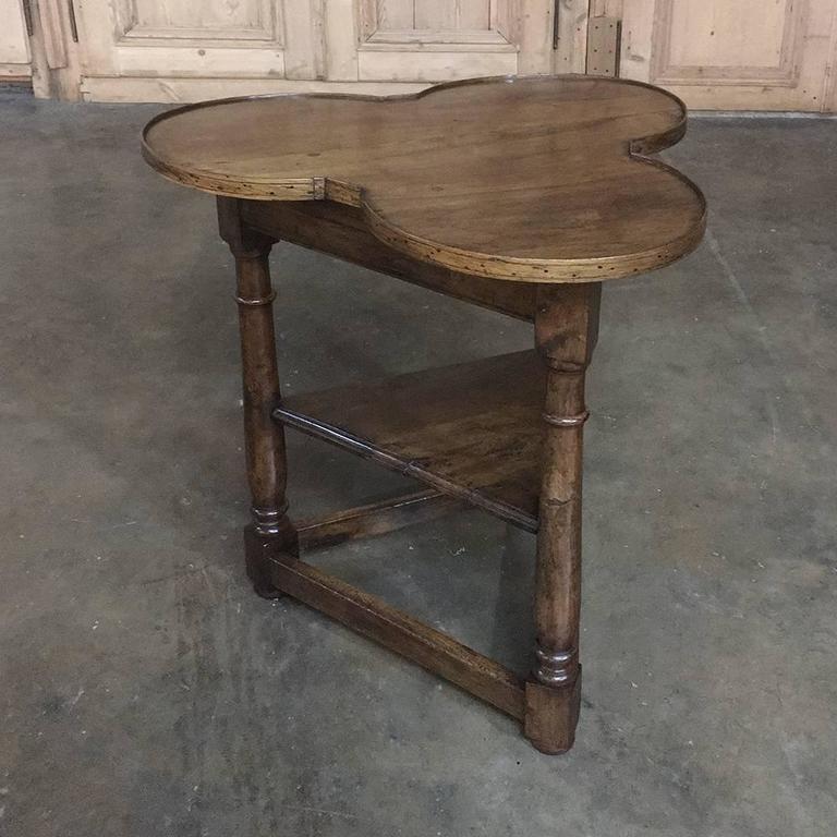 Pair of Antique Country French Clover Shape Walnut End Tables at 1stDibs