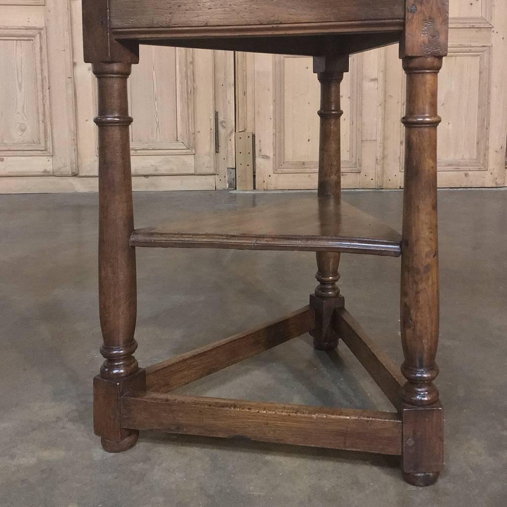 Pair of Antique Country French Clover Shape Walnut End Tables 1