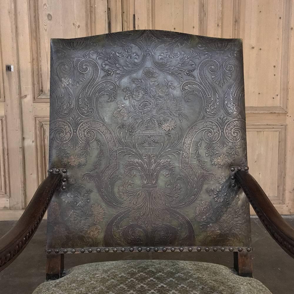 Oak 19th Century, French, Louis XIII Hand-Carved Walnut Angel Armchair