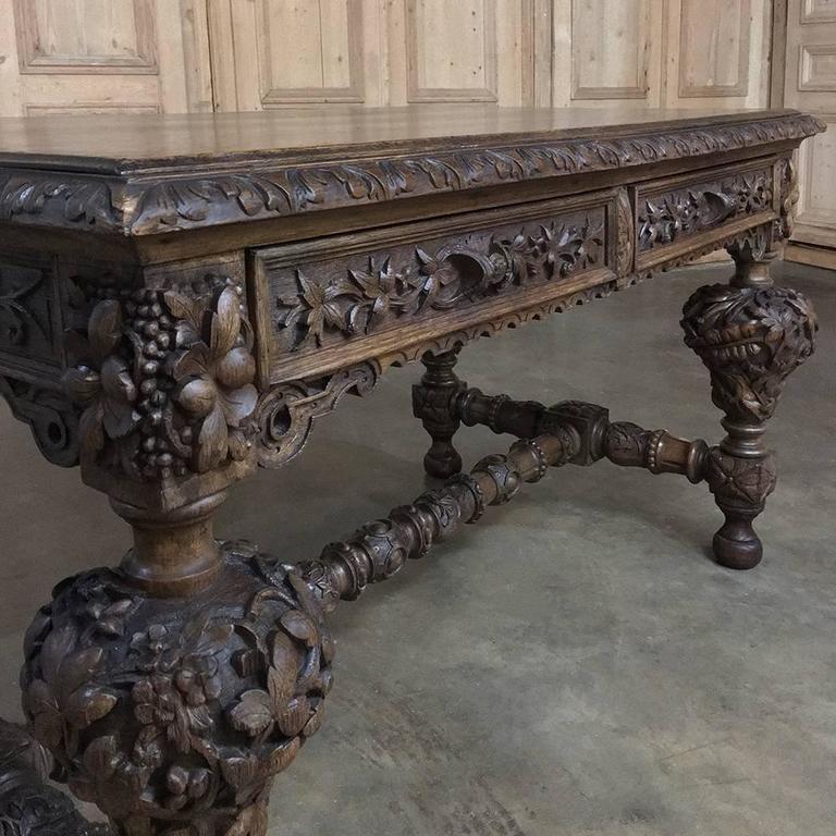 19th Century French Renaissance Revival Hand Carved Oak Desk At 1stdibs Hand Carved 19th Century French Renaissance Revival Oak Desk For