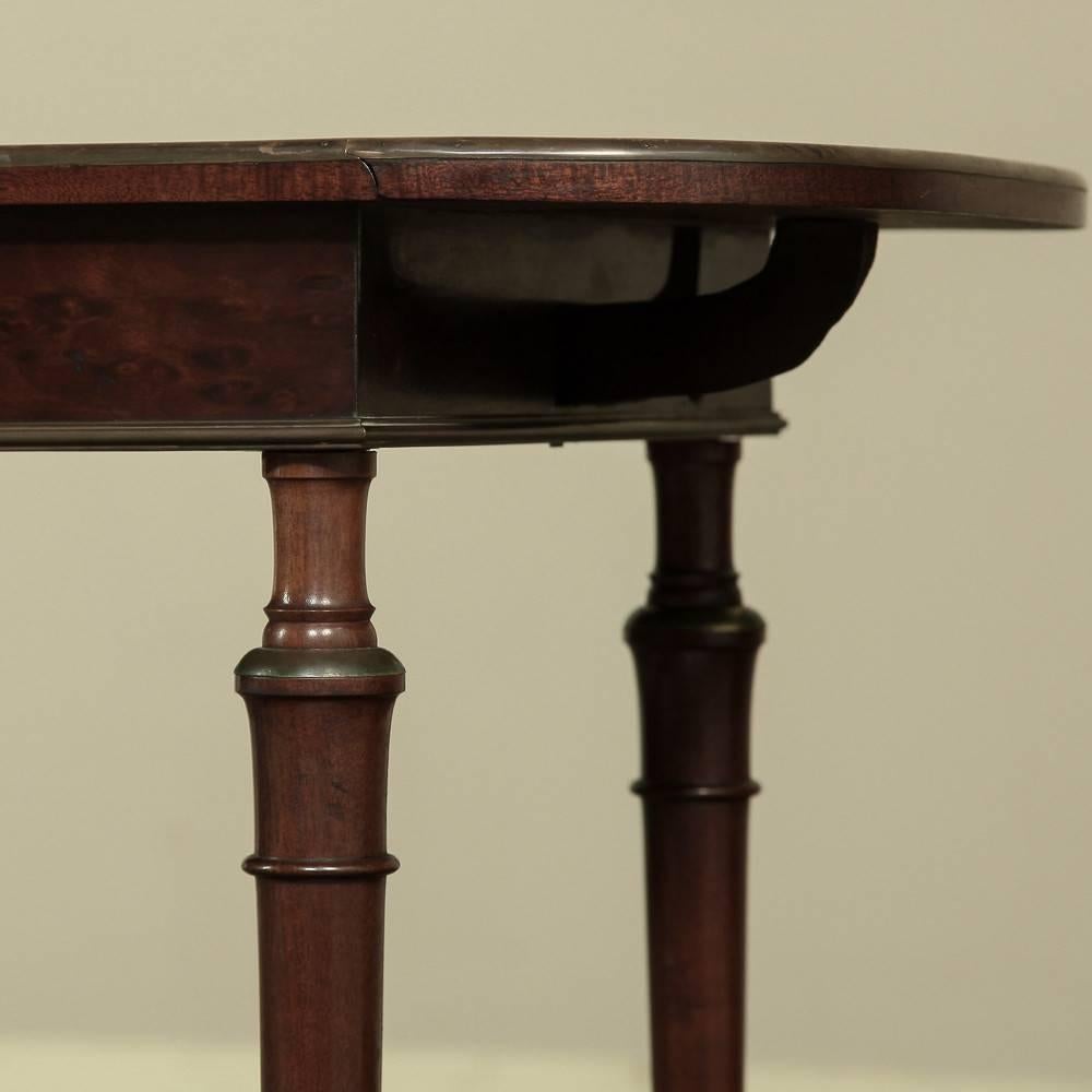19th Century Bronze Inlay Napoleon III Drop-Leaf Mahogany Occasional Table For Sale 2