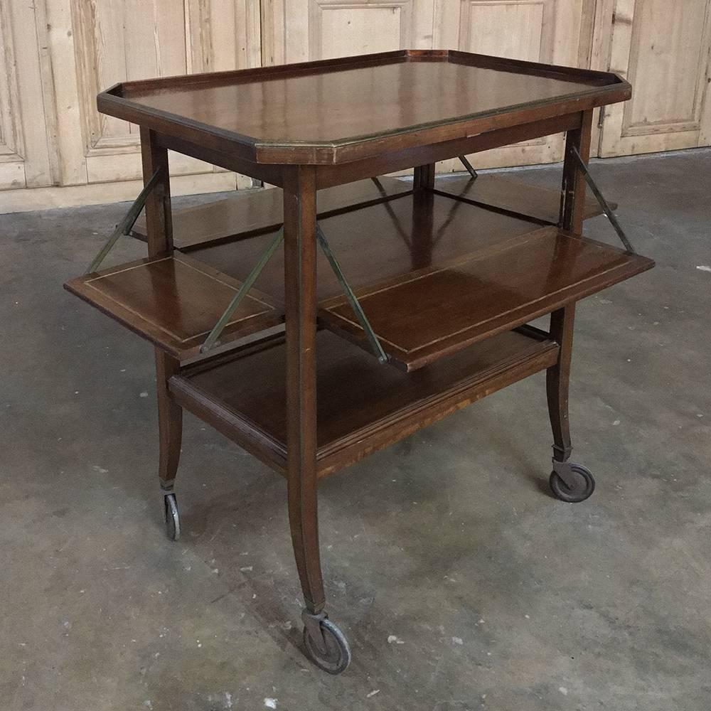 Hand-Crafted Antique Bar Cart or Tea Serving Cart with Tray