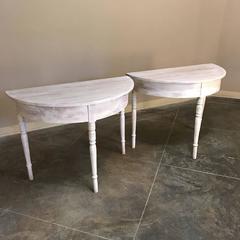 Pair 19th Century Swedish Pine Demilune Painted Consoles ca. 1860