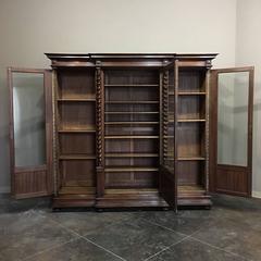 19th Century Renaissance Barley Twist Walnut Bookcase