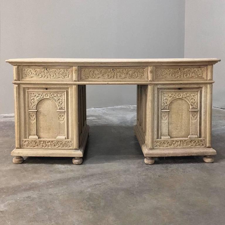 Antique Gothic Stripped Solid Oak HandCarved Desk at 1stDibs antique