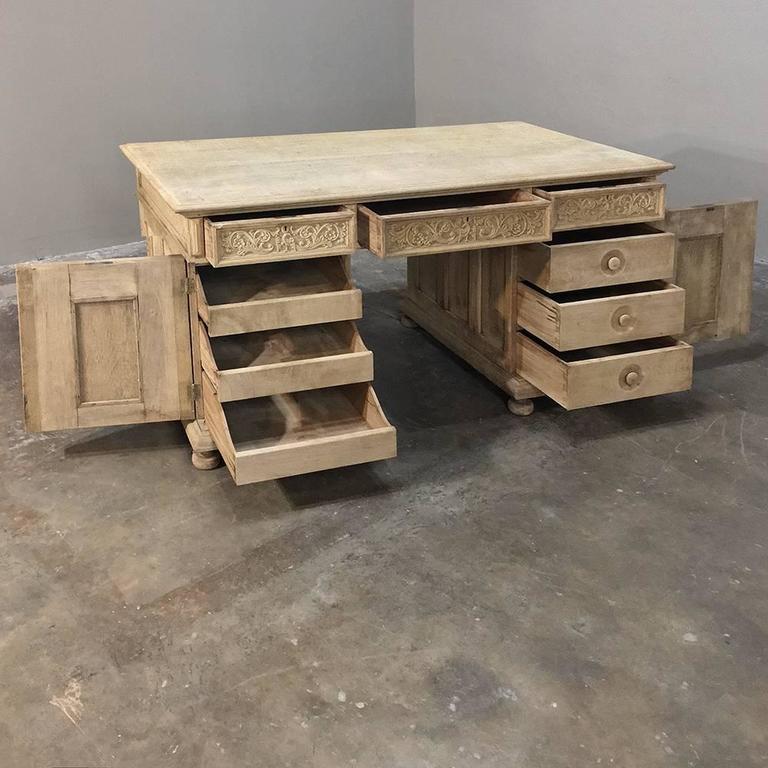 Antique Gothic Stripped Solid Oak HandCarved Desk at 1stDibs antique