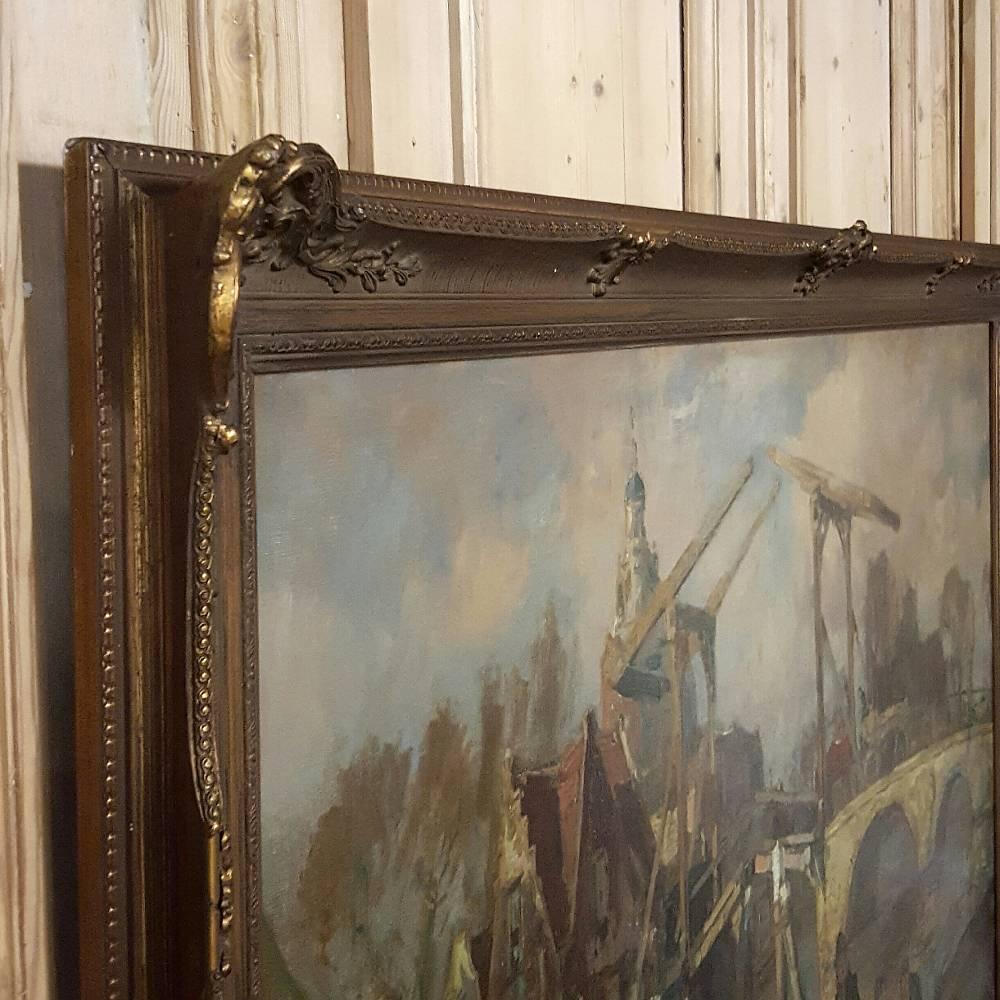 Antique Framed Oil Painting on Canvas by Martin Van Waning, 1889-1972 In Excellent Condition In Dallas, TX