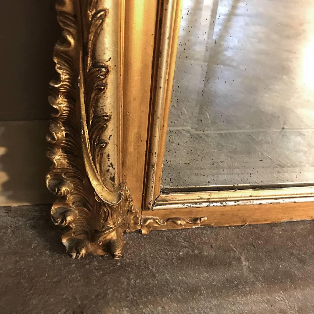 19th Century French Louis XV Style Giltwood Hand-Painted Trumeau 5