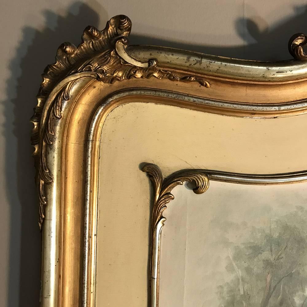 19th Century French Louis XV Style Giltwood Hand-Painted Trumeau 3