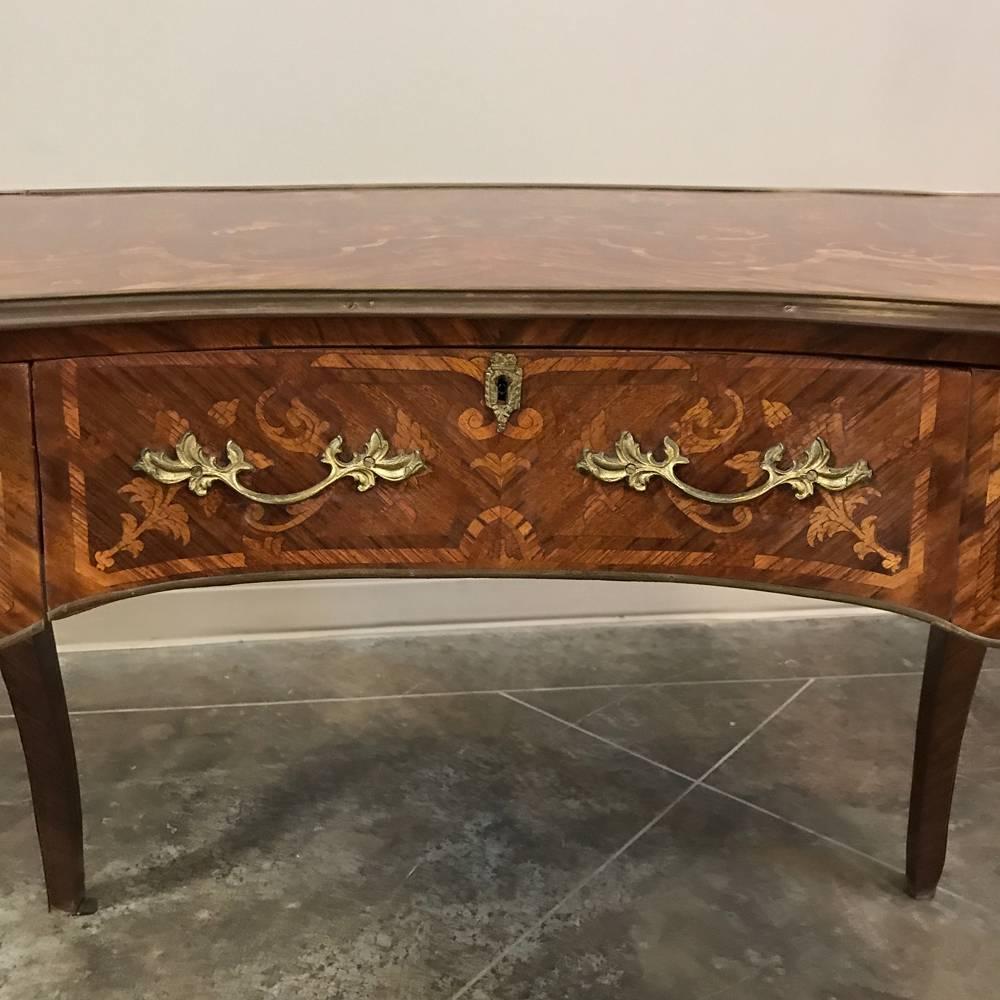 19th Century French Louis XIV Marquetry Desk In Excellent Condition In Dallas, TX