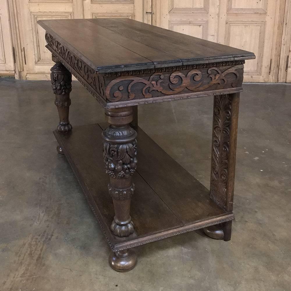 Hand-Carved 19th Century French Renaissance Console, Sofa Table